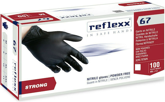 Reflexx Strong Нитрилни Ръкавици в Черен Цвят 100 бр