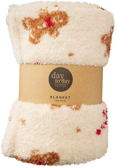 K-m Gingerbreadman Κουβέρτα Fleece Καναπέ 130x160εκ. Εκρού