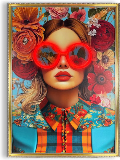 "Lady Vintage" Painting Neon LED Lighting 70x100 cm