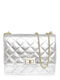 Leather Women's Flap Bag Silver