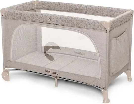 Kidnort Pătuț pliabil tip țarc cu saltea Bej 128x68cm