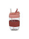 Excellent Houseware Red Glass Tumbler with Straw 350ml