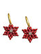Festive Red Snowflake Beaded Hoop Earrings