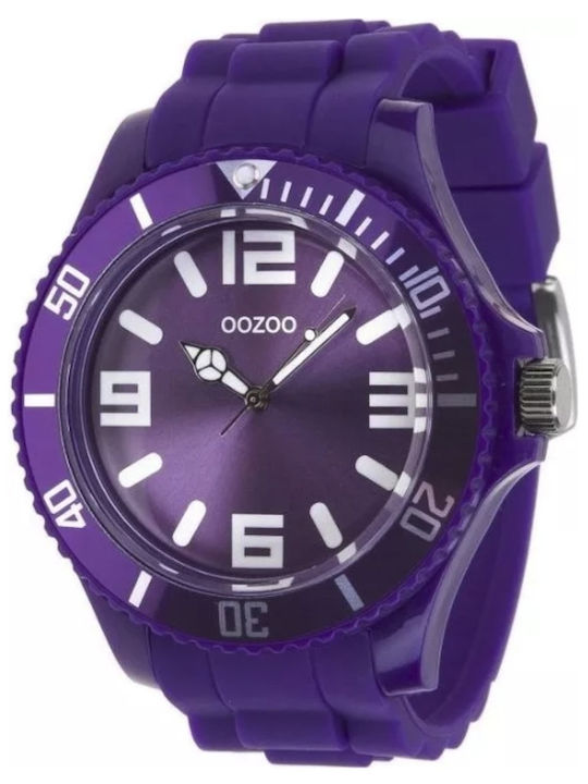 Timepieces Мъжки Кварцов Часовник с Лилава Каучукова Каишка