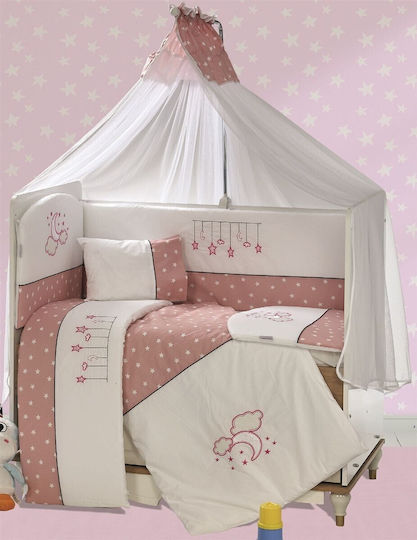 Dimcol Комплект за бебешко легло White-pink 9 бр.