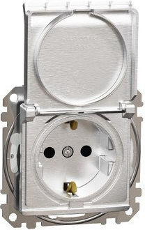 Schneider Electric Single Waterproof Power Socket with Silver Lid