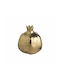 JK Home Decoration Gold Ceramic Tabletop Pomegranate Lucky Charm 9x10cm 3 Pieces