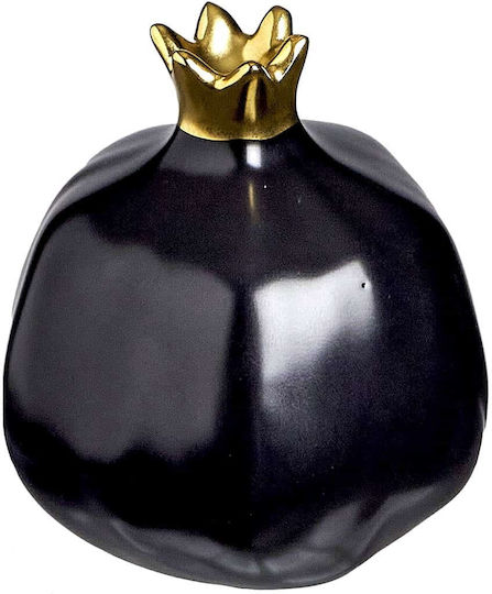 JK Home Decoration Tabletop Pomegranate Lucky Charm Black Ceramic 9x10cm 2 Pieces