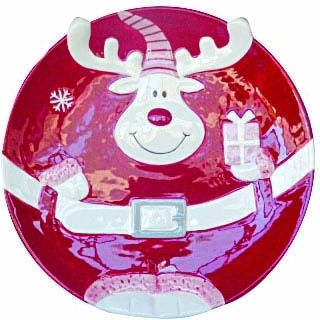 JK Home Decoration Set de Farfurii de Crăciun cu Reni 2 Bucăți