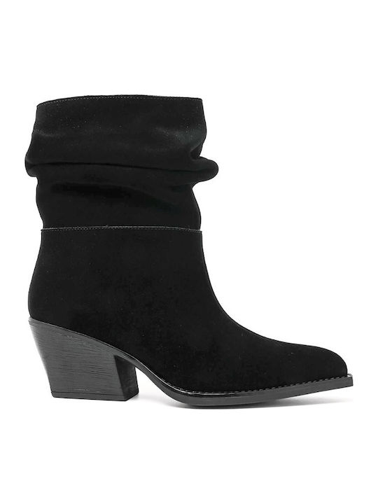 Ideal Shoes Кожени Дамски Боти Каубойски Черни