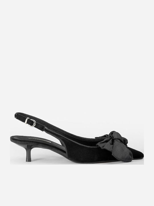 Black Pointed Toe Heels with Strap