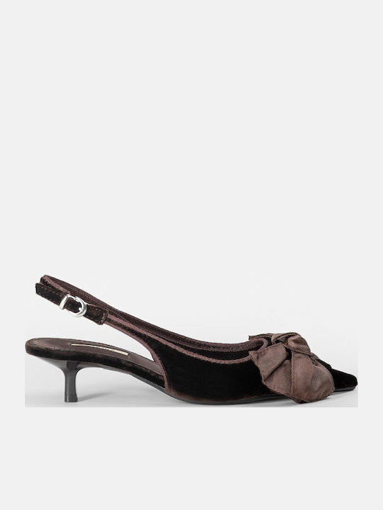 Pointed Toe Brown Heels with Strap