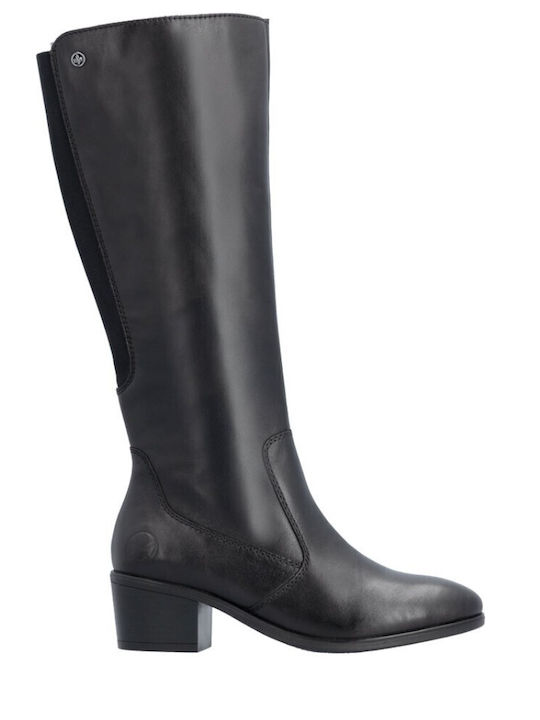 Schwarze Damenlederstiefel mit Pelz