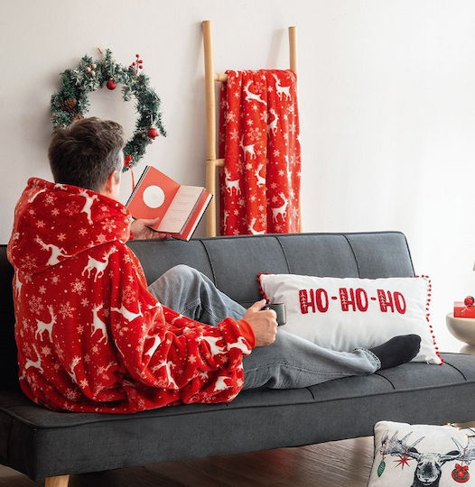 Palamaiki Rudolph Sherpa Blanket with Sleeves 90x100cm Red