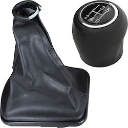 Fiat Grande Punto 05-13 Schwarzer Knauf für 5-Gang-Schaltung + Schwarzer Schaltsack mit Metallrahmen + Schwarzes 2-teiliges Set