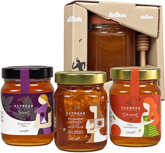 Elliniko Meli Honig Tanne Vanille & Thymianhonig & Orangenhonig & Blütenhonig & Waldhonig 400 g