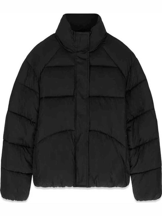 Guess Kurze Damen-Pufferjacke für den Winter Jet Black