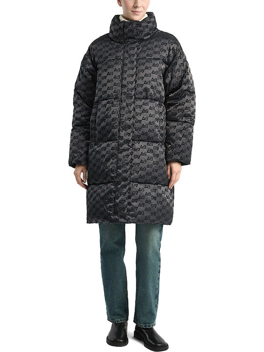Long Women's Winter Puffer Jacket Charcoal