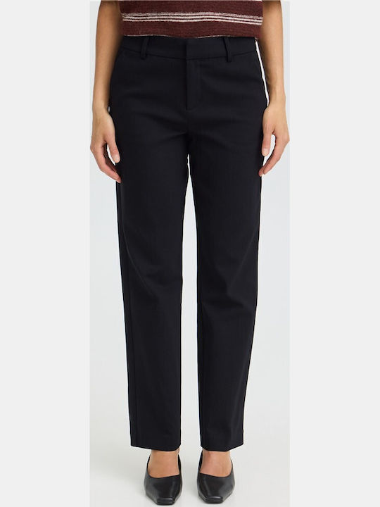 Fransa Damen-Stoffhose mit geradem Bein Schwarz