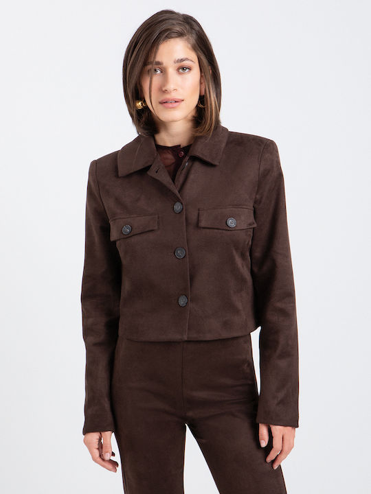 Toi&Moi Short Brown Leather Women's Jacket