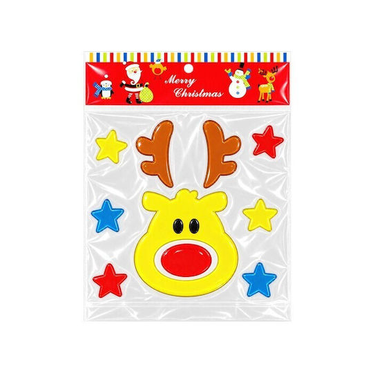 Festive Xmas Window Stickers 20x19.5cm Yellow Deer