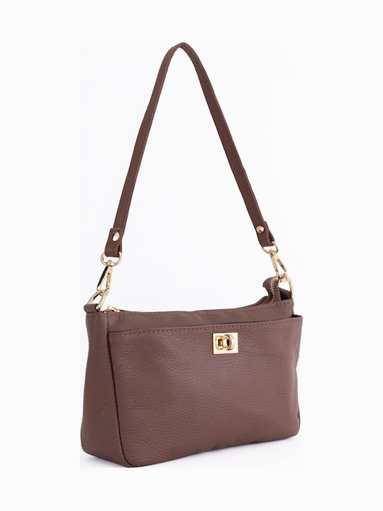 Brown Chocolate Leather Women's Shoulder Bag