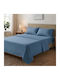 Marwa Super-Double Bed Sheet Set with Fitted Sheet 160x200+30cm Blue (4 pcs)