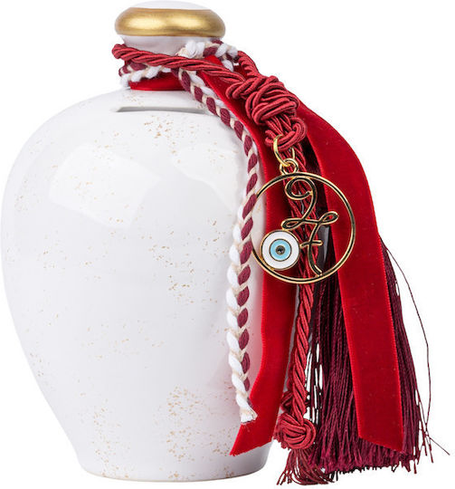 Philio Handmade Tabletop Lucky Piggy Bank Charm Burgundy Ceramic 2027 9x15cm