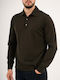 Long-Sleeve Polo Sweater Khaki
