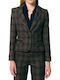 Forel Kurzer Taillierter Damen-Lederblazer in Blau