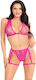 Leg Avenue Lace Set Garters Pink