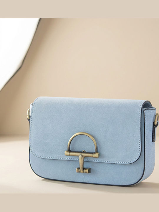 Damen-Clutch aus blauem Wildleder