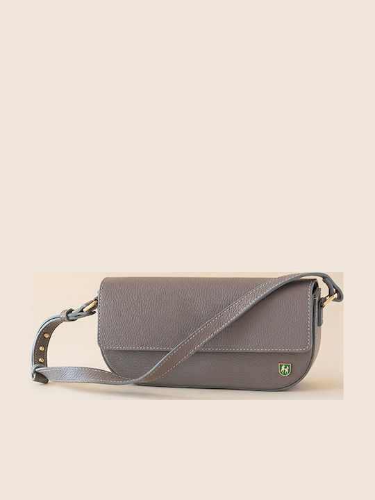 Graue Damenclutch aus Leder