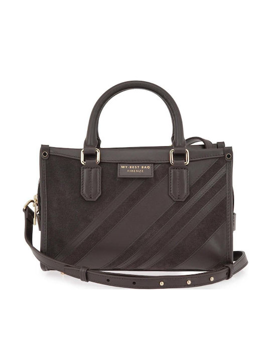 My Best Leather Women's Satchel Bag Suede Atena Carpet-Brown Stripes