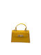 Gelbe Damen-Flap-Tasche aus Leder