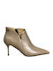 Beigefarbene Damen-Stiefeletten mit hohem Absatz