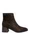 Braune Damen-Stiefeletten aus Wildleder mit mittelhohem Absatz