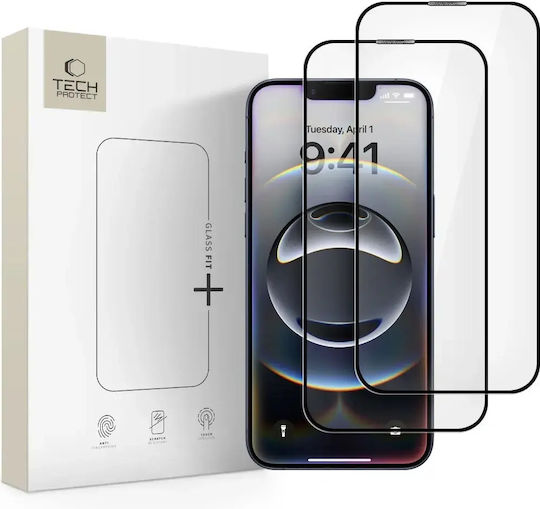 Tech-protect Glass Fit+ Apple Iphone 13 13 Pro 14 17e 16e Black 2 Pack