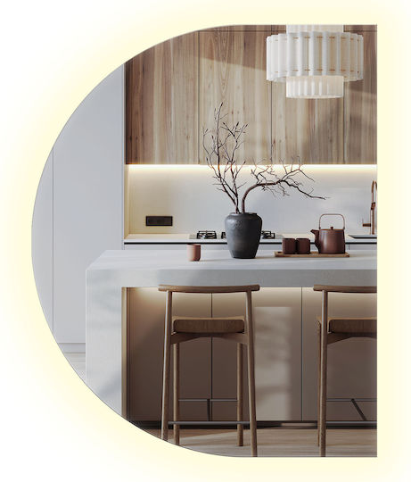 Tulup Arched Wall Mirror with LED Lighting 70x50cm