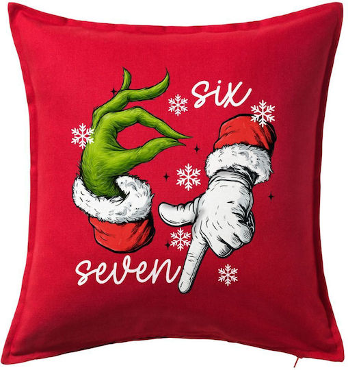 Tstudio Διακοσμητικό Μαξιλάρι Christmas Meme Six Seven (67) — Μαξιλάρι Καναπέ Κόκκινο 100% Βαμβάκι, Περιέχεται Το Γέμισμα (50x50cm)
