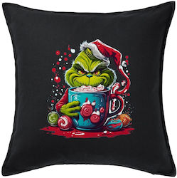 Tstudio Διακοσμητικό Μαξιλάρι Giggling Grinchy Galore — Μαξιλάρι Καναπέ Μαύρο 100% Βαμβάκι, Περιέχεται Το Γέμισμα (50x50cm)