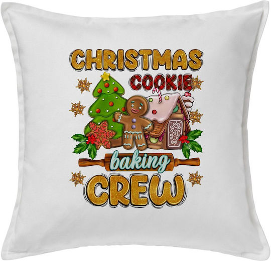 Tstudio Διακοσμητικό Μαξιλάρι Christmas Cookie Baking Crew — Μαξιλάρι Καναπέ Λευκο 100% Βαμβάκι, Περιέχεται Το Γέμισμα (50x50cm)