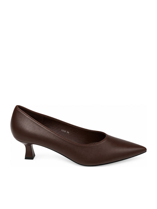 Dark Brown Mid-Heel Pumps
