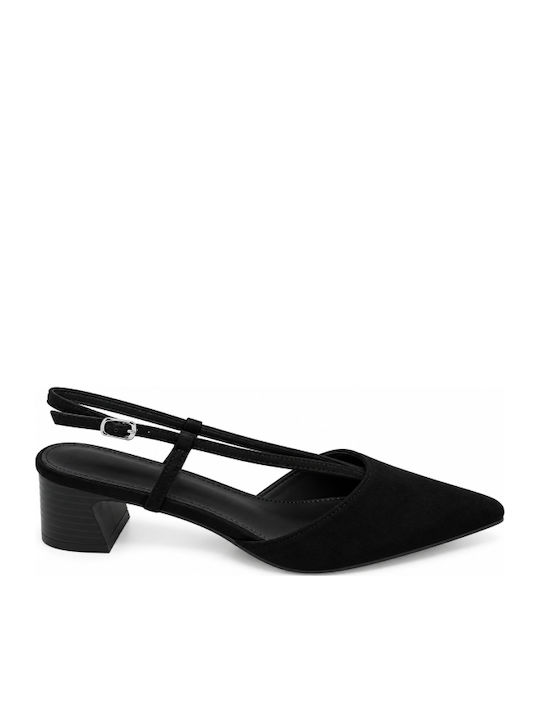 Pumps with Chunky Medium Heel Black WS-P126-27HH-BLACK