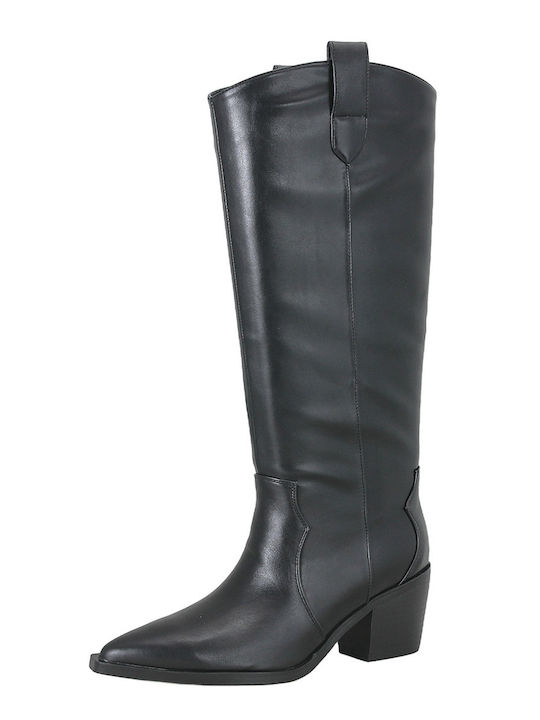 Borgel Leather Women’s Boots with Medium Heel Black