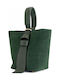 Set Ledertasche für Damen in Olivgrün