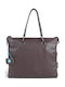 Leather Women's Tote Bag Italy Moka