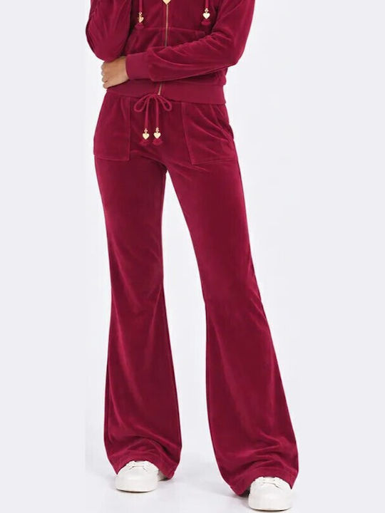 SugarFree Velours-Jogginghose Mit Schlag Iron Red